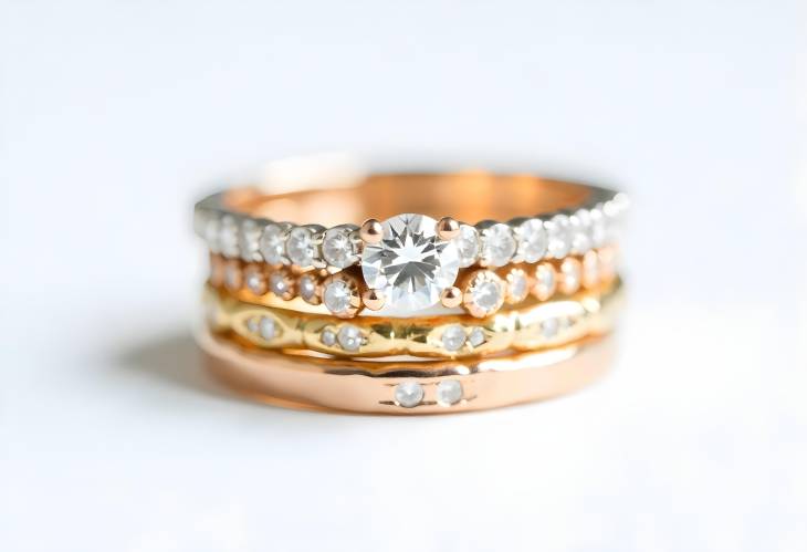 Beautifully Crafted Diamond Stacked Rings in Gold Variations